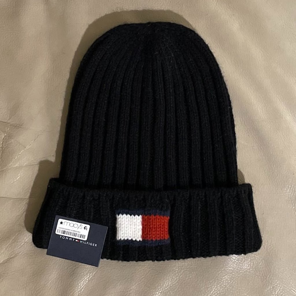 Tommy Hilfiger Knit Logo Cuff Beanie Hat Nwt!